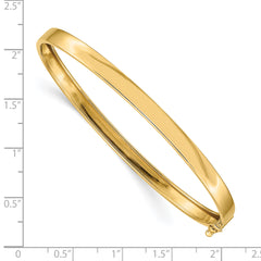14K Gold Flexible Bangle Bracelet with Polished Finish and Safety Clasp