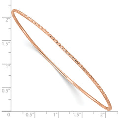 14K Rose Gold Diamond-Cut Bangle Bracelet for Women Elegant Slip-On Design