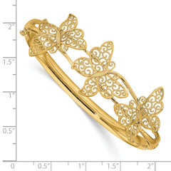 Sophia Jewelers 14K Gold Butterfly Filigree Hinged Bangle Bracelet