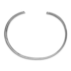 14K White Gold Hammered Cuff Bangle with Polished Finish