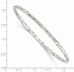 14K White Gold Textured Slip-On Bangle Bracelet Elegant Polished Finish