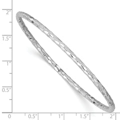 14K White Gold Textured Slip-On Bangle Bracelet Elegant Polished Finish
