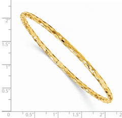 14K Gold Women's Polished Textured Slip-On Bangle Bracelet