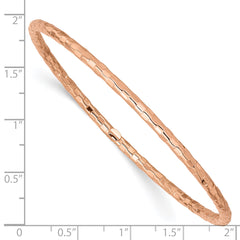 14K Rose Gold Women's Textured Slip-On Bangle Bracelet Polished Elegance