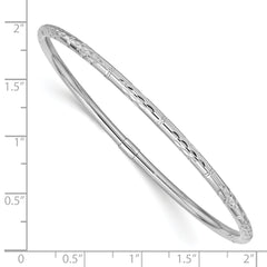 14K White Gold Polished Diamond-Cut Bangle Elegant Slip-On