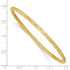 14K Yellow Gold Diamond-Cut Slip-On Bangle with Polished Finish