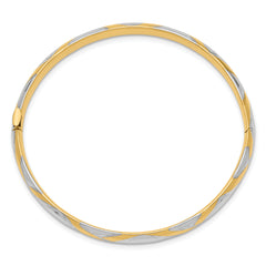 14k 3/16 w/White Rhodium Criss-Cross Children's Hinged Bangle