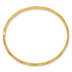 14K Gold Diamond-Cut Hinged Bangle Bracelet with Polished Finish