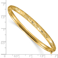 14K Gold Diamond-Cut Hinged Bangle Bracelet with Polished Finish