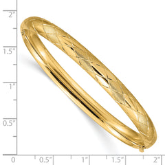 14K Gold Diamond-Cut Fancy Hinged Bangle Bracelet for Women