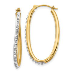 14k Diamond Fascination Oval Twist Hoop Earrings