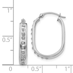 14K White Gold Diamond Hoop Earrings with Polished Rhodium Finish