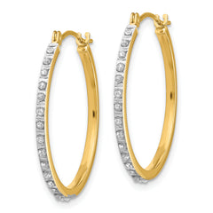14K Gold Diamond Fascination Hoop Earrings with Polished Finish, 26mm
