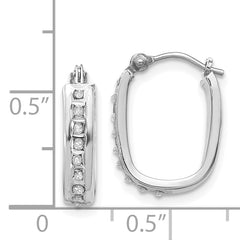 14K White Gold Diamond Accent Hinged Hoop Earrings Polished, Elegant Design