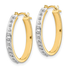 14K Gold Diamond Hoop Earrings with Polished Finish, 21mm Elegant Design