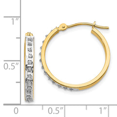 14K Gold Diamond Hoop Earrings with Polished Finish, 21mm Elegant Design