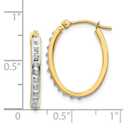 14K Gold Diamond Fascination Oval Hoop Earrings, Polished & Lightweight