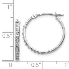 14K White Gold Diamond Hoop Earrings with Rhodium Finish, 20mm Elegant Design