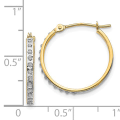 14K Gold Diamond Fascination Hoop Earrings with Polished Finish