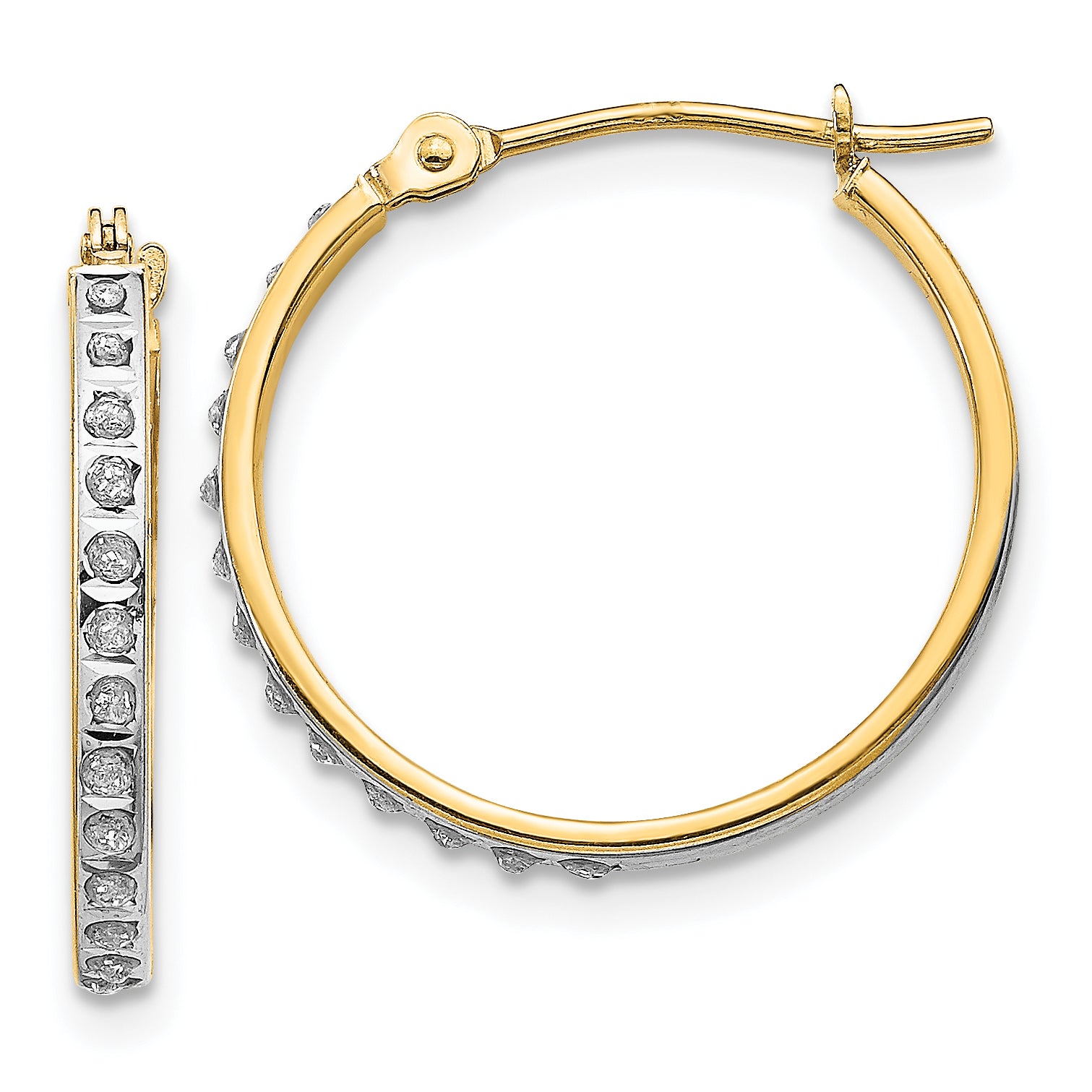 14k Diamond Fascination Round Hinged Hoop Earrings