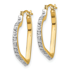 14K Gold Diamond Heart Hoop Earrings with Polished Finish Elegant and Lightweight Design