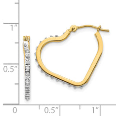 14K Gold Diamond Heart Hoop Earrings with Polished Finish Elegant and Lightweight Design