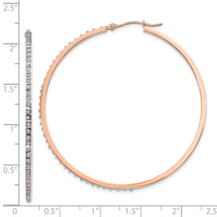 14K Rose Gold Diamond Accent Round Hoop Earrings Polished Elegant Design by Sophia Jewelers