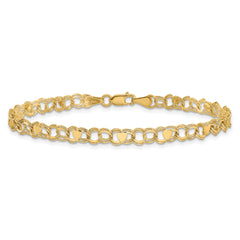 14k Double Link Heart Charm Bracelet