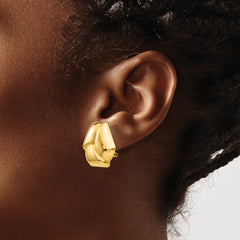 14K Gold Polished Knot Earrings with Omega Back Elegant Hollow Design