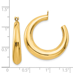 14K Gold Hollow Hoop Earring Jackets with Polished Finish for Women