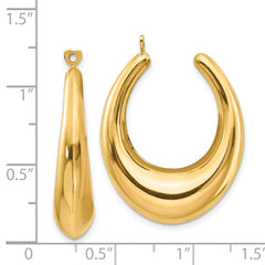 14K Gold Polished Hollow Hoop Earring Jackets for Women Elegant Creole Style