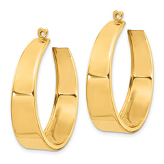 14K Gold Polished C-Hoop Earring Jackets for Women Solid, Elegant Design