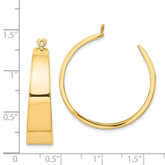 14K Gold Polished C-Hoop Earring Jackets for Women Solid, Elegant Design