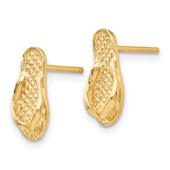 14K Gold Flip Flop Earrings with Post Back, Solid Dangle Design