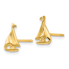 14K Gold Sailboat Earrings with Solid Cast Design Elegant and Nautical Appeal
