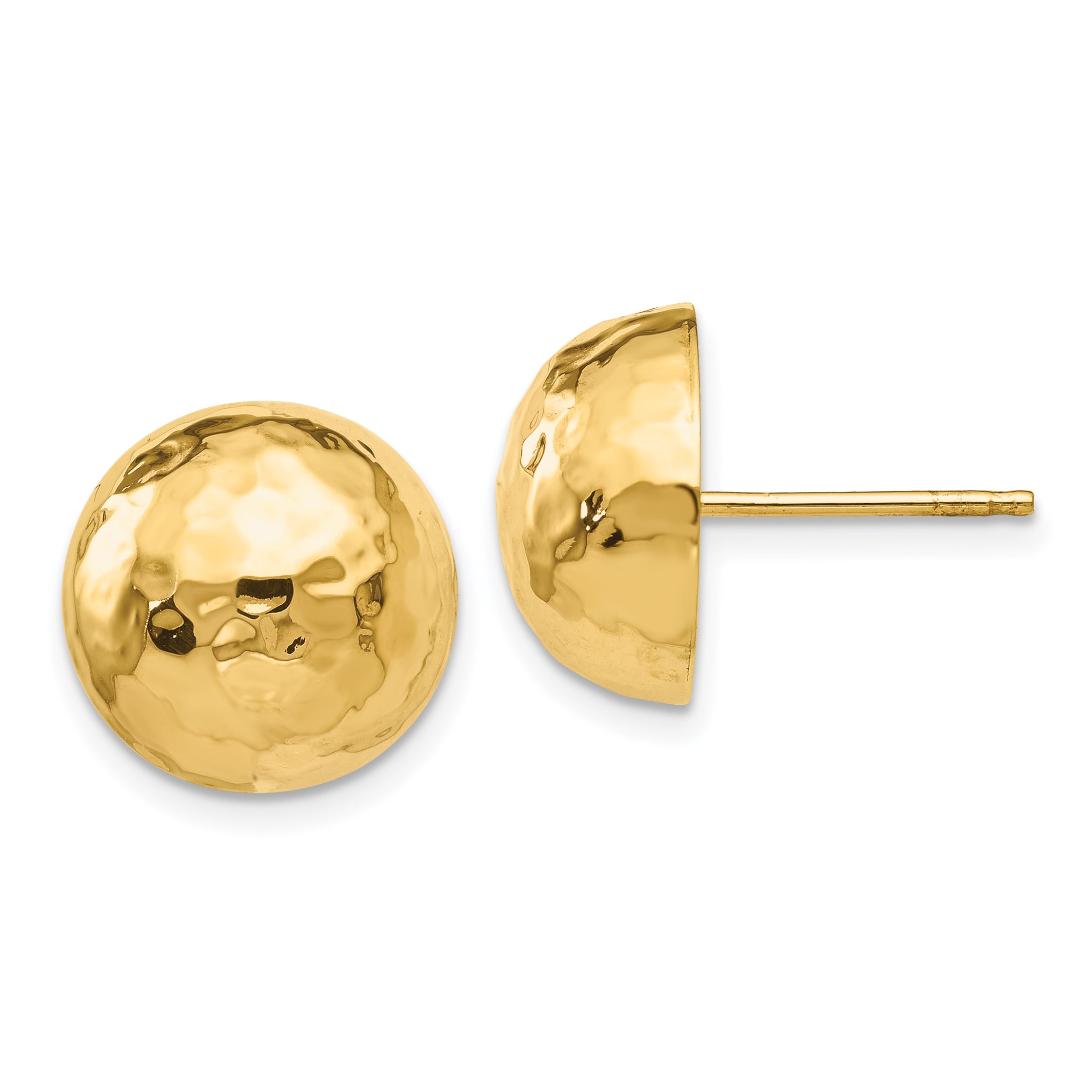 14k Hammered Half Ball Post Earrings
