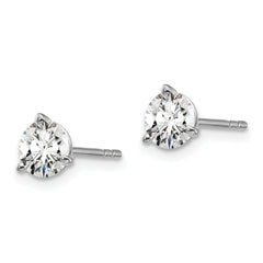14k White Gold 1 1/4 carat total weight Round VS/SI DEF Lab Grown Diamond 3 Prong Stud Post Earrings