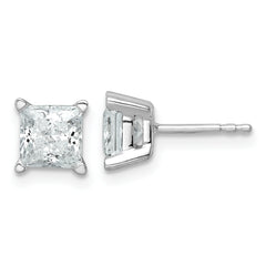 14k White Gold 2 carat total weight Princess VS/SI GH Lab Grown Diamond 4 Prong Stud Post Earrings
