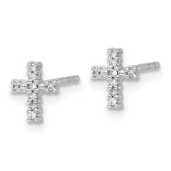 10k White Gold Polished Diamond Cross Post Earrings