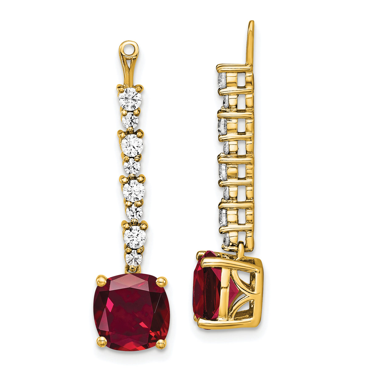 14K Lab Grown Diamond & Created Ruby Earring Jackets