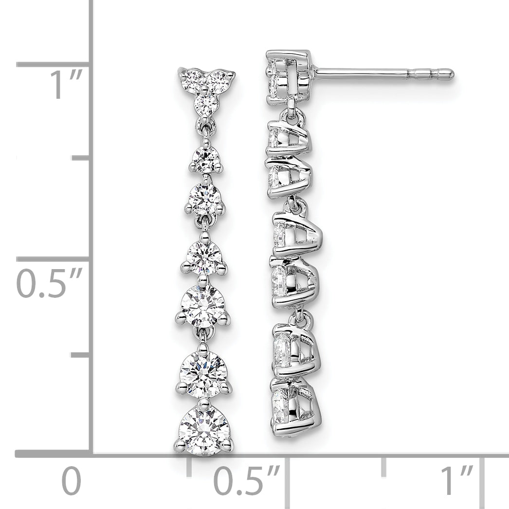 14K White Gold Lab Grown Diamond Post Dangle Earrings