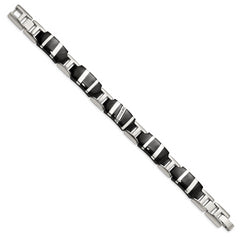 Edward Mirell Black Ti & Sterling Silver Polished .10ctw Dia Bracelet