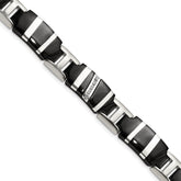 Edward Mirell Black Ti & Sterling Silver Polished .10ctw Dia Bracelet