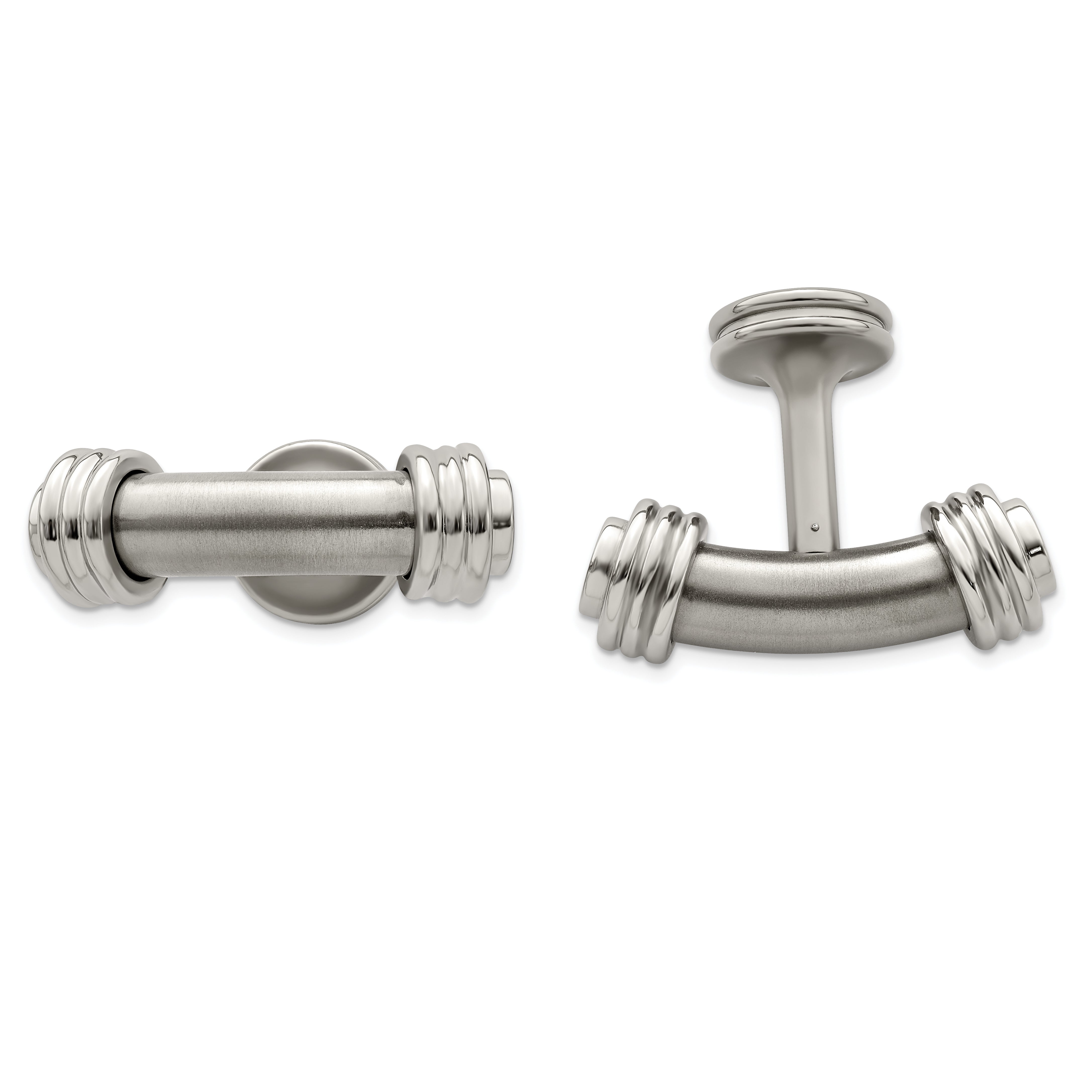 Edward Mirell Titanium & Steel Laser Texture/Polished Cufflinks
