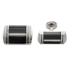 Edward Mirell Black Ti & Stainless Steel Polished Cufflinks