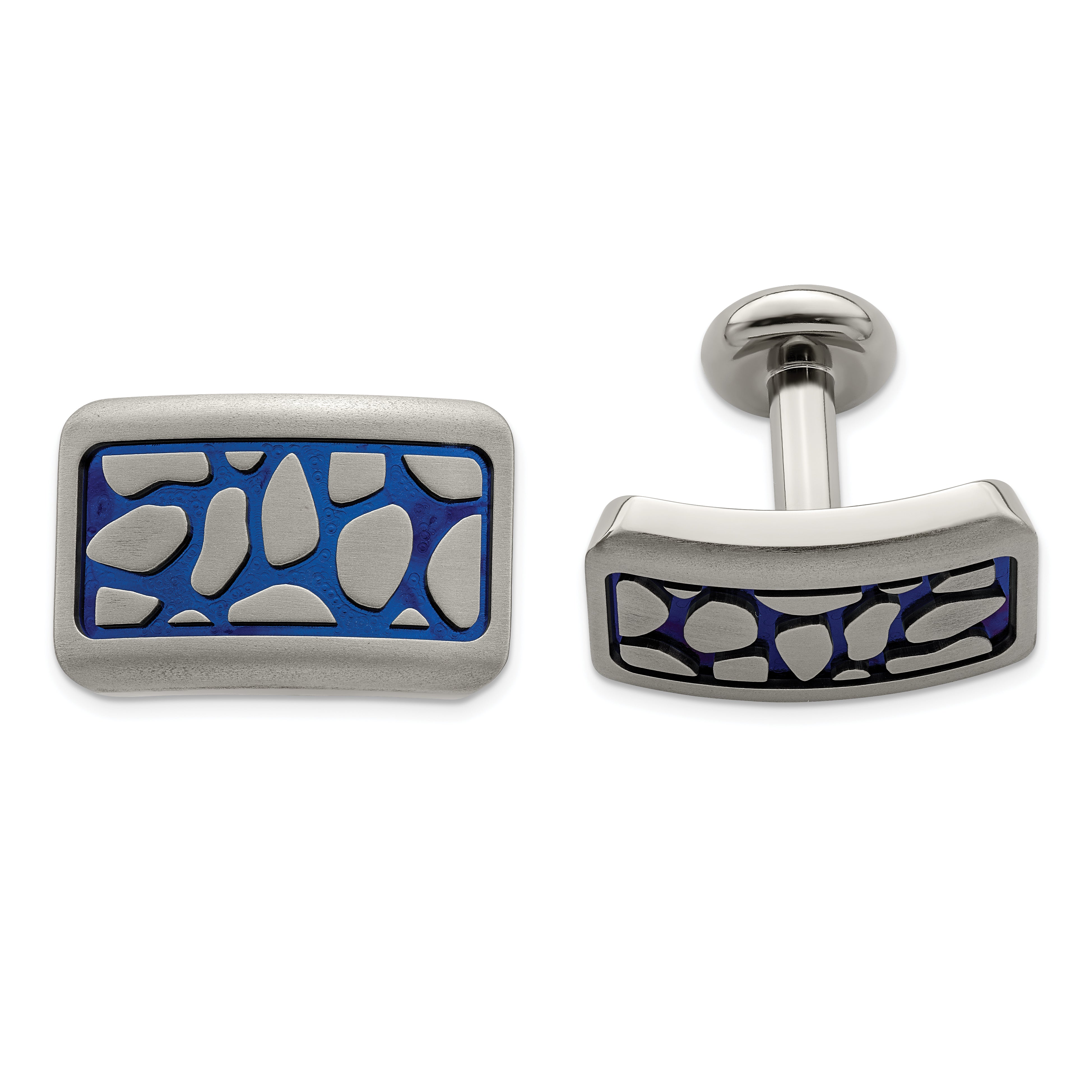 Edward Mirell Titanium Blue Anodized Brushed Cufflinks