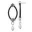 Edward Mirell Black Ti Cable and Sterling Silver Floral Accent with Freshwater Cultured Pearl Dangle Earrings