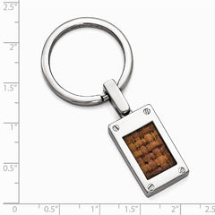 Edward Mirell Titanium & Brown Leather Polished Key Ring