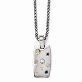Edward Mirell Titanium Sapphire Necklace with Silver Bezel Two-Tone Elegance