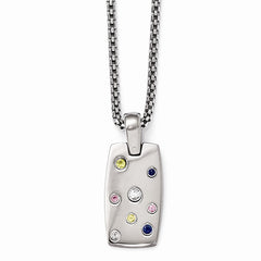 Edward Mirell Titanium Sapphire Necklace with Silver Bezel Two-Tone Elegance